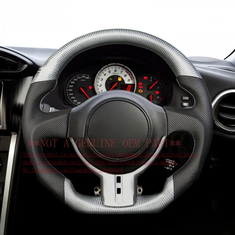 For Toyota 86 Subaru BRZ Silver Carbon Fiber Hand Sewn Leather Steering Wheel Horn Cover Horn Shell Decorative Cover
