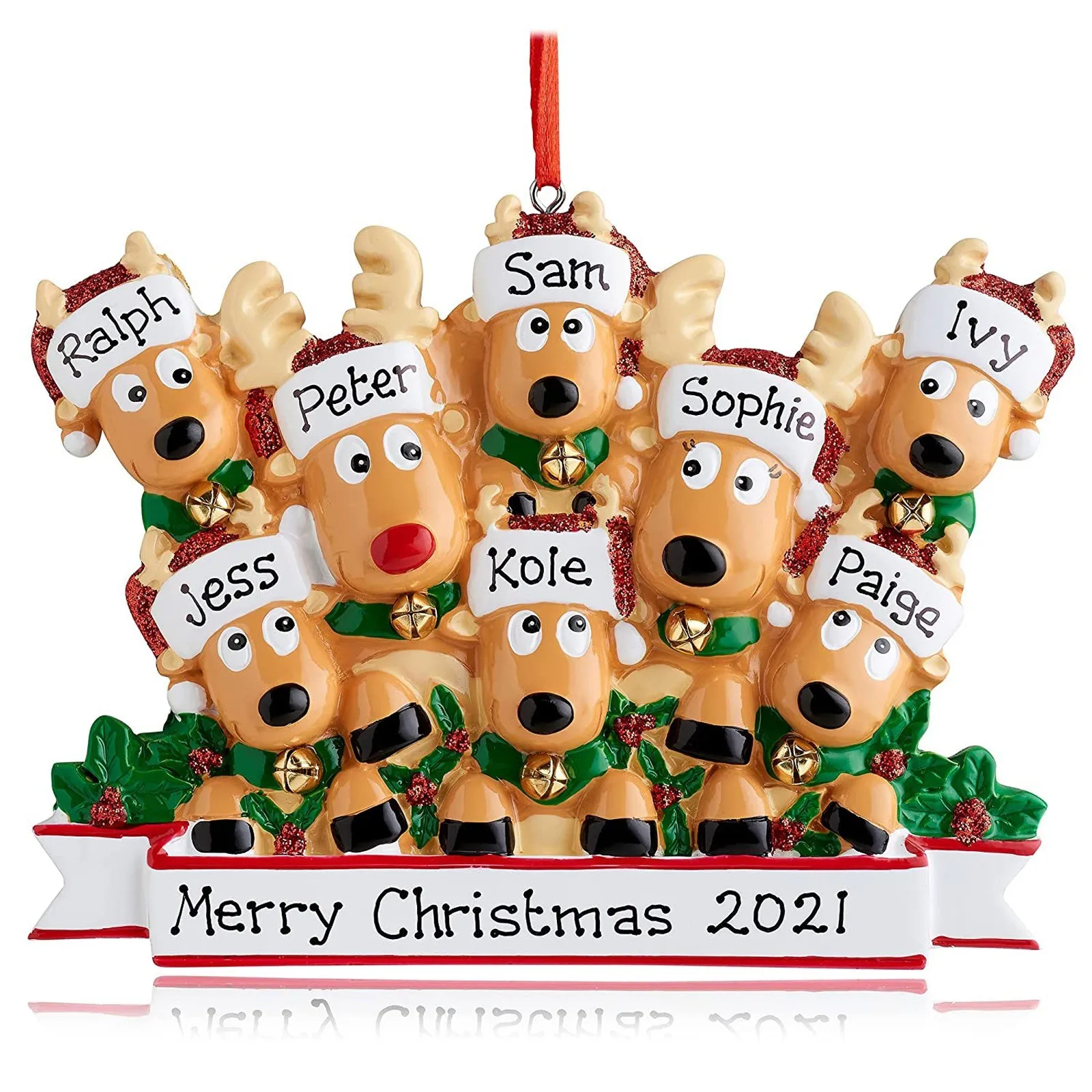 Christmas Ornaments Personalized Reindeer Family Decoration Pendant 2-8 Person Combination Cute Cartoon Children Gifts 2022