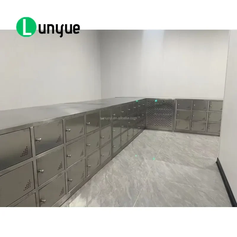 304 Stainless Steel Shoe Cabinet with Electronic Key Lock Rust Proof Durable Changing Stool for Clean Room Laboratory Dust