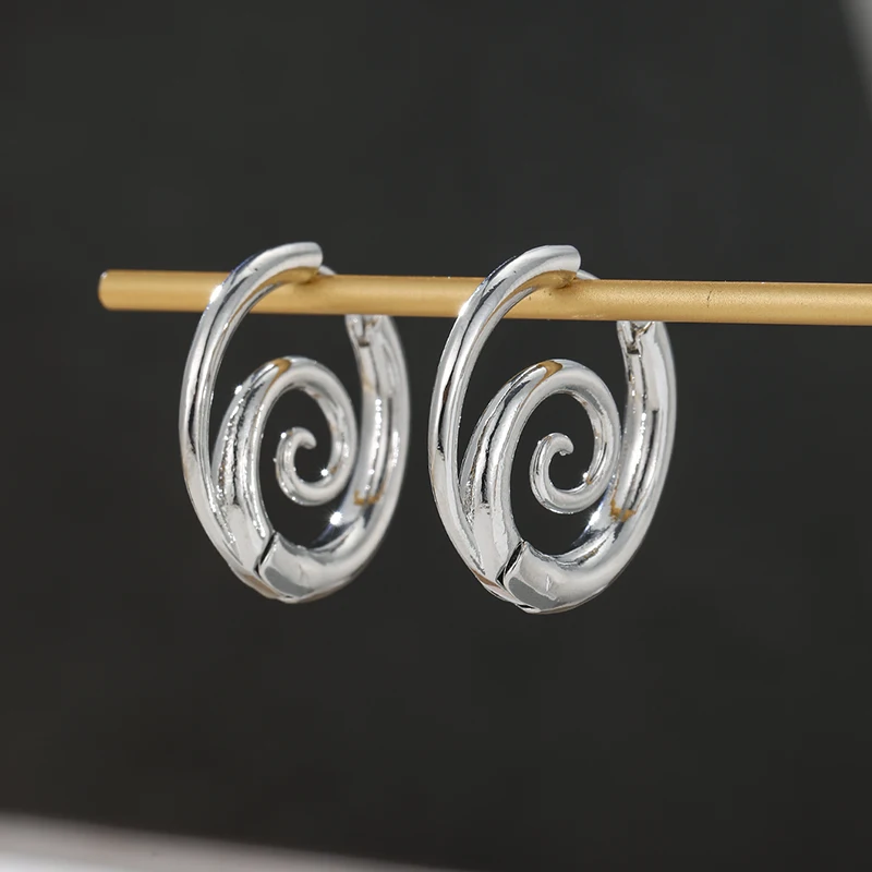 Bohemian Style Unique Spiral Inner Ring Earrings with Gold Silver Vortex Design Suitable for Women's Daily Holiday Parties Gifts