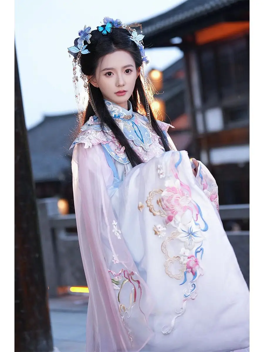 

Liuli Lily Heavy Industry Embroidered Long Coat Spring and Autumn Style Set Shoulder Horse Face Ming Hanfu Standing Neck Cloud