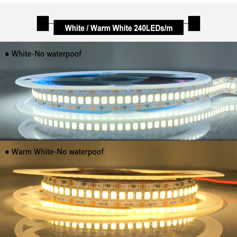 5 12 24 V Volt Led Strip Light PC SMD 2835 Blanc Ledstrip Étanche 5V 12V 24V LED Bande Bande Lampe Bande Lumineuse Pour Chambre Chambre