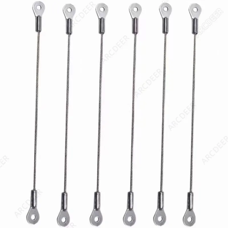 สายเคเบิลนิรภัยสแตนเลสขนาด 1.5 มม. 10 ชิ้น พร้อมห่วง, สายรัดลวดสลิงสำหรับงานหนักเพื่อป้องกันการตกและเชื่อมต่ออุปกรณ์