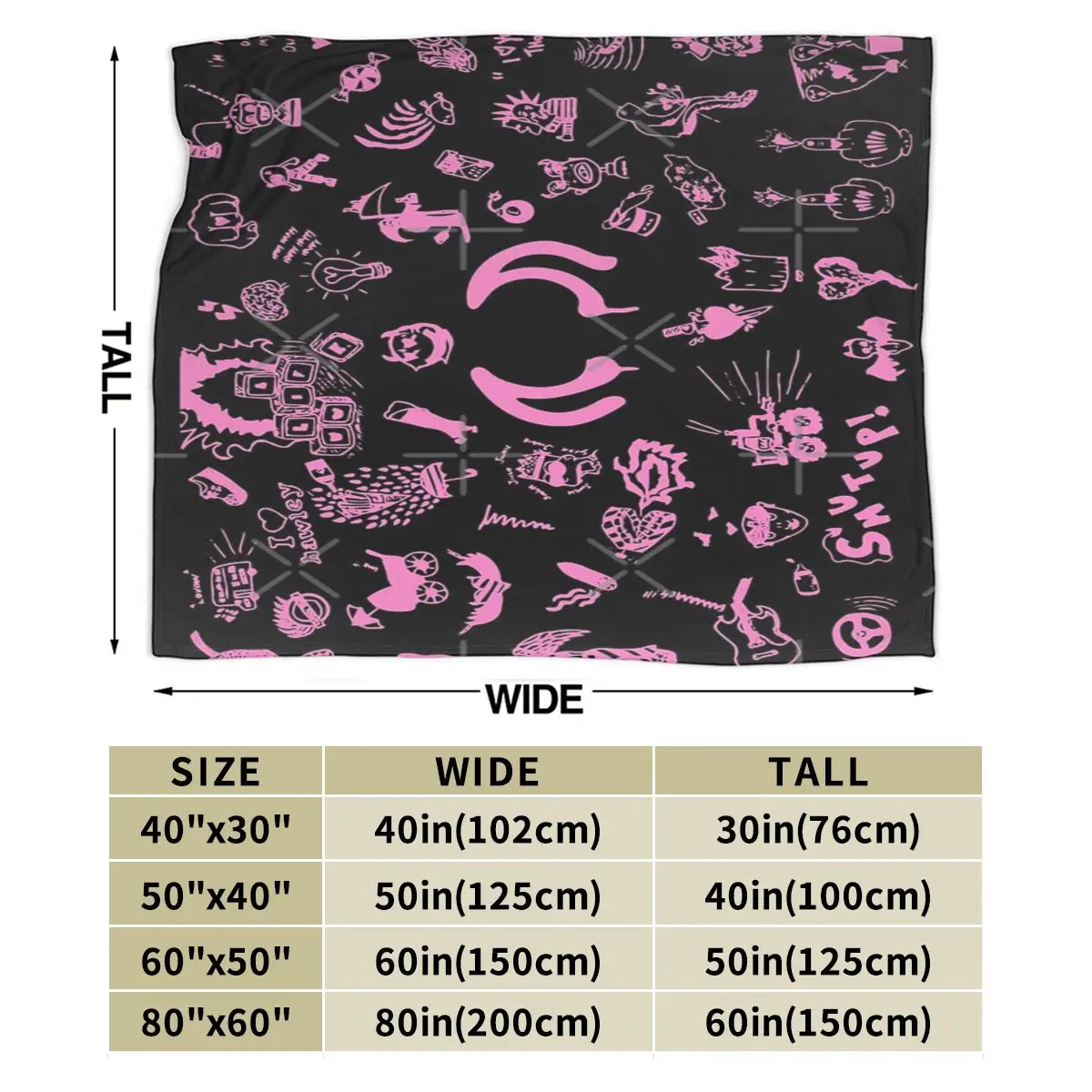 Yungblud Drawings Tattoo Sheet (pink) An Ultra-Soft Micro Fleece Blanket