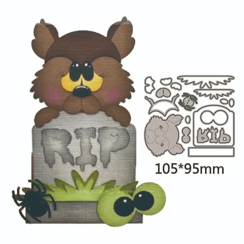 2023 New Metal Cutting Dies Halloween Bear Tombstone Decoration Scrapbooking Emboss Clipbook Template Greeting Card handmad Dies