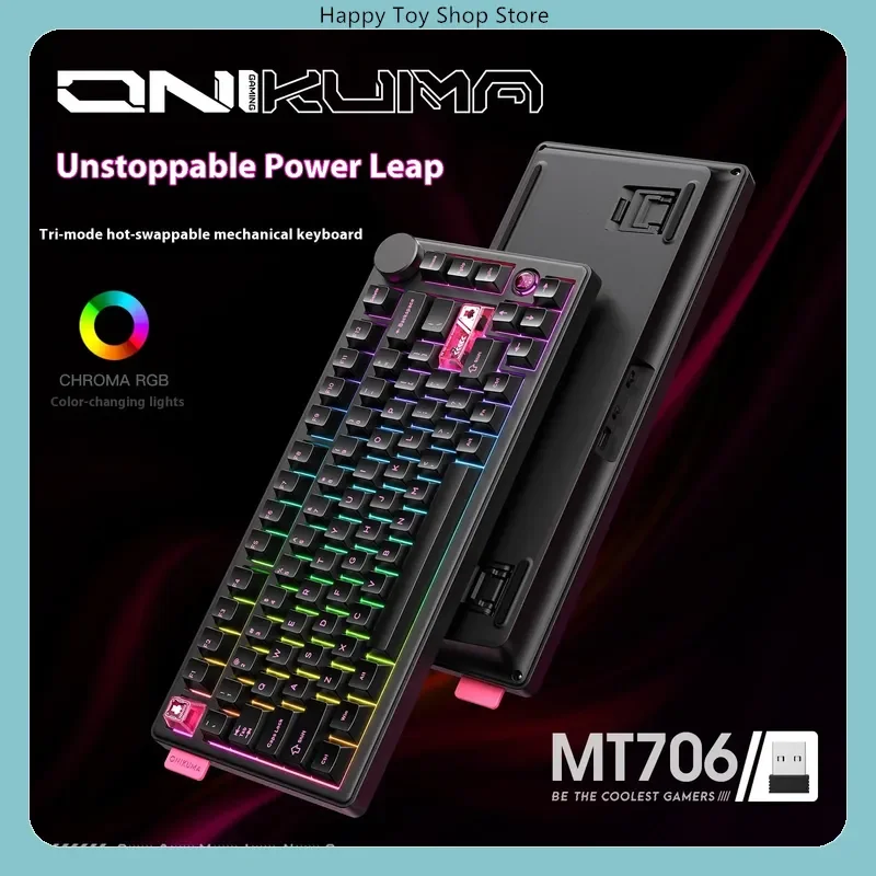 Onikuma MT706 RGB Mechanical Keyboard Wireless 2.4G Bluetooth Wired E-Sports Gaming Keyboard Three Modes for Computers