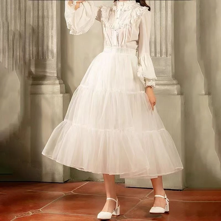 

Новое поступление, нижняя юбка 60 см, 4 слоя, Лолита, мягкая сетка без костей, кринолин средней длины, традиционная нижняя юбка с жестоким пухом