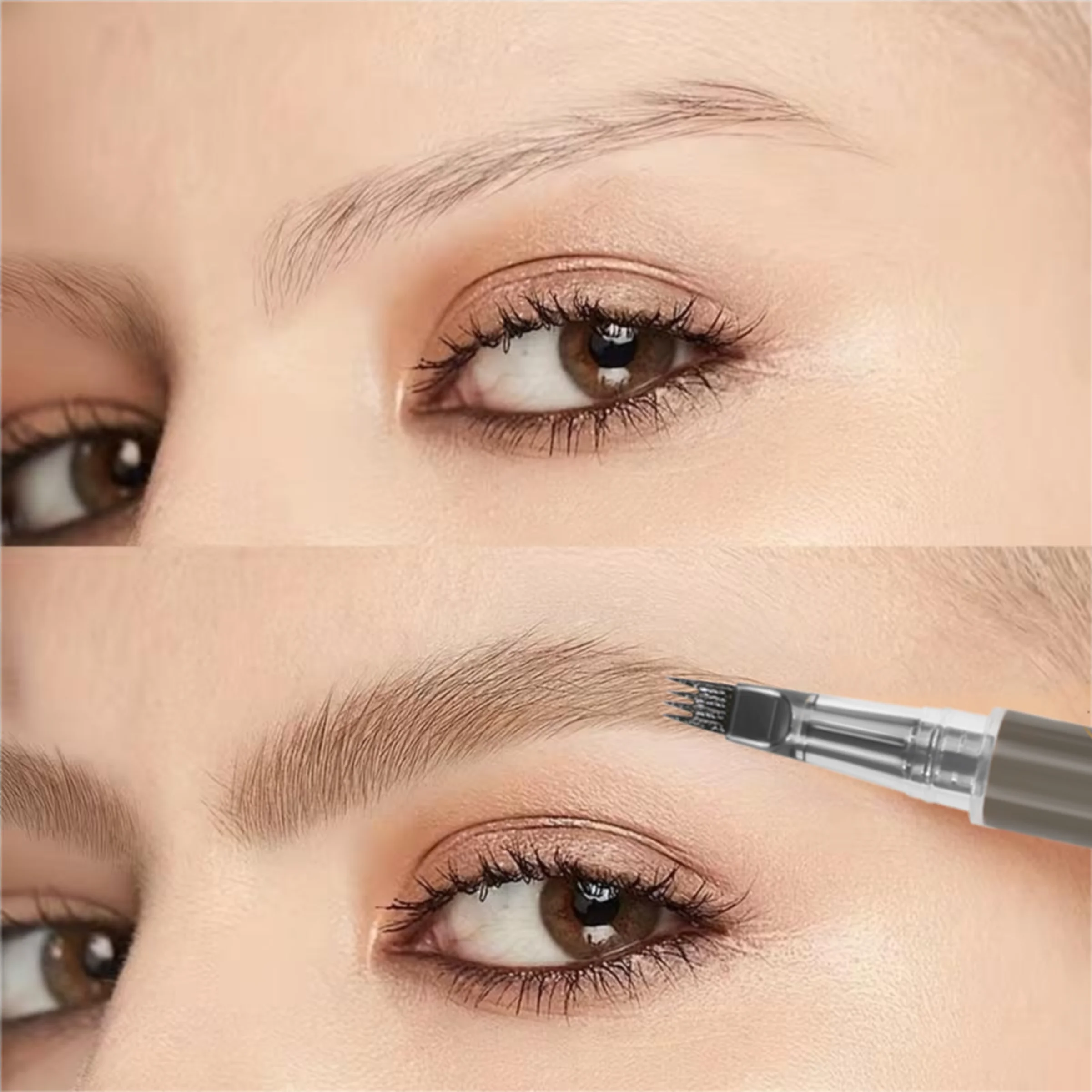 1PC Liquid Four-Pronged Eyebrow Pencil for Natural Brows, Waterproof And Smudge-Proof,, Fast Drying & Long-Lasting