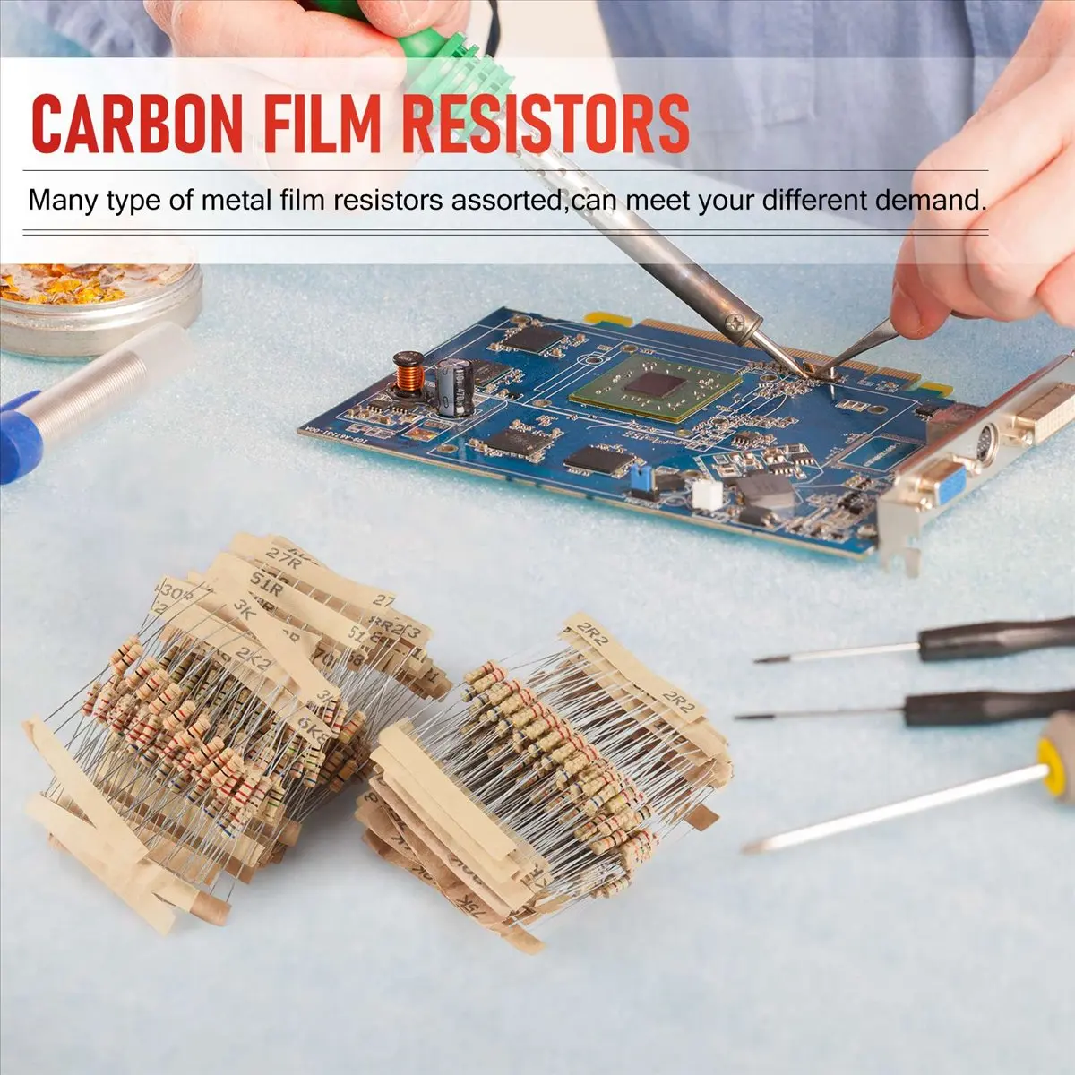 & AT27  500pcs 50 Values 1/2W 0.5W 5% Carbon Film Resistors Assorted Kit Set