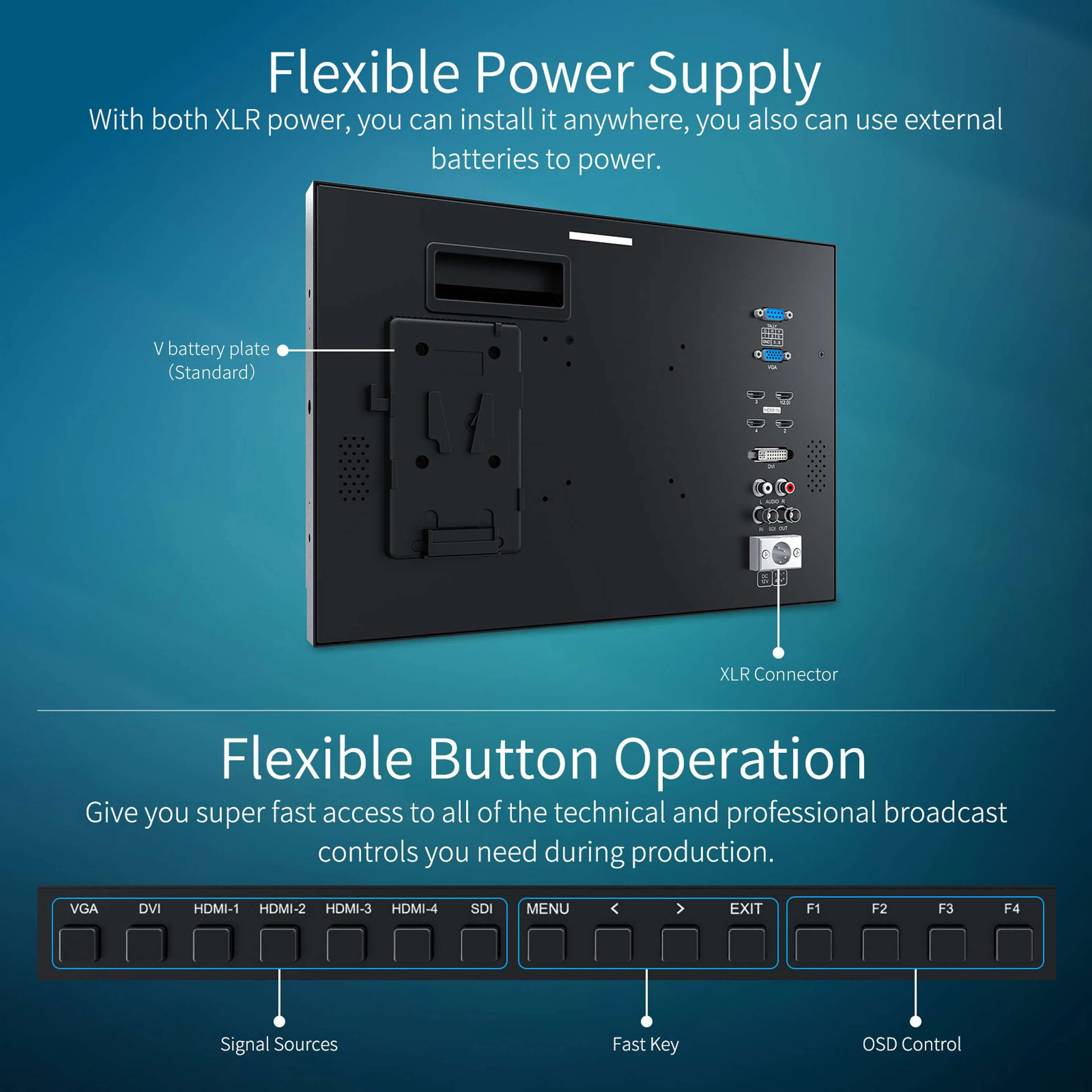 كاميرا البث المباشر SEETEC 4K 3840X2160 Ultra HD IPS LCD شاشة 15.6 بوصة 4K مع رباعية سبليت 3G SDI HDMI #5