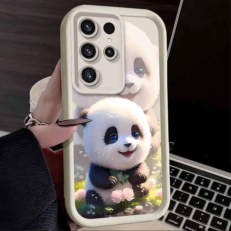 Lucky Panda Bear Case for Samsung Galaxy S25 S24 S23 Ultra S22 S21 Plus FE 5G A54 A34 A14 A73 A53 A33 5G Soft Silicone TPU Cover