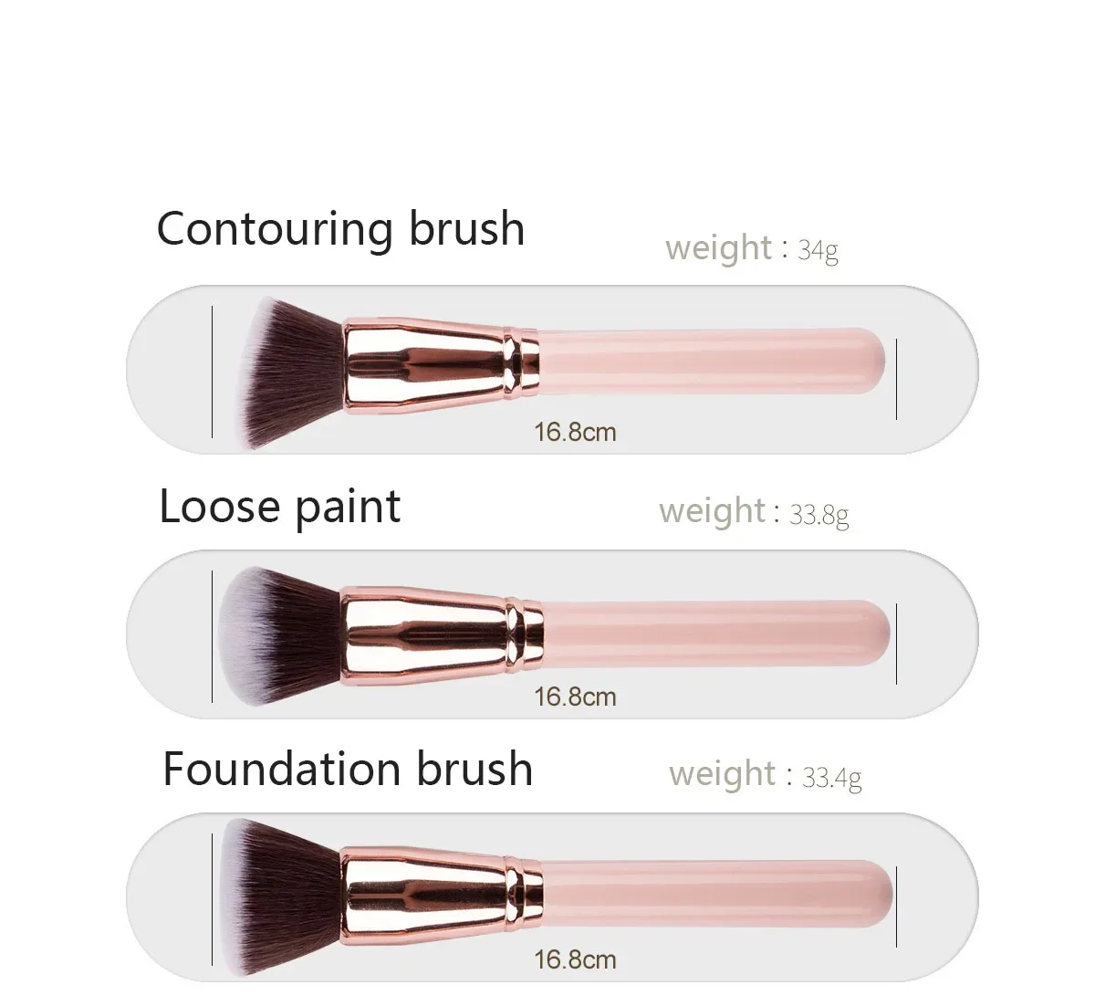 1pc Makeup Brush Round Head Loose Brush Flat Head Foundation Blush Brush Oblique Head Contour Brushes Make Up Beauty Tool