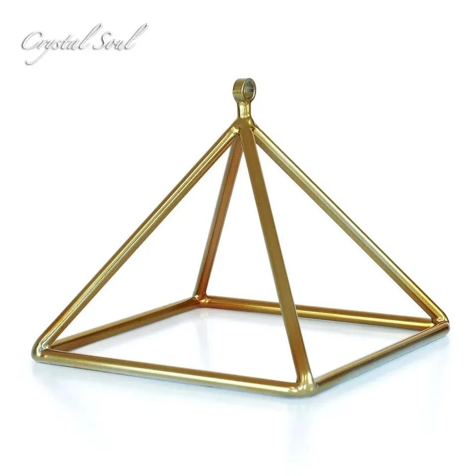 432Hz 12inch Crystal Pyramid Gold Music Triangle Stand Sound Healing Yoga Meditation Percussion Instruments with Accessorie Gift