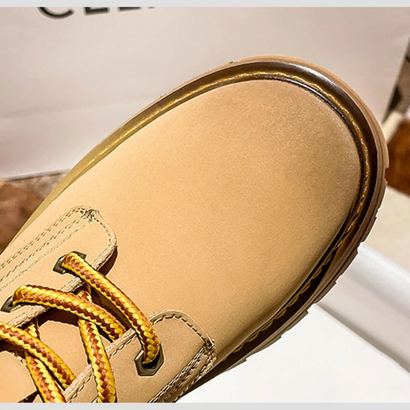 CICIYANG مارتون أحذية السيدات جلد طبيعي 2025 الخريف جديد النمط البريطاني سميكة القاع الرجعية النساء الدانتيل متابعة دراجة نارية الجوارب #4