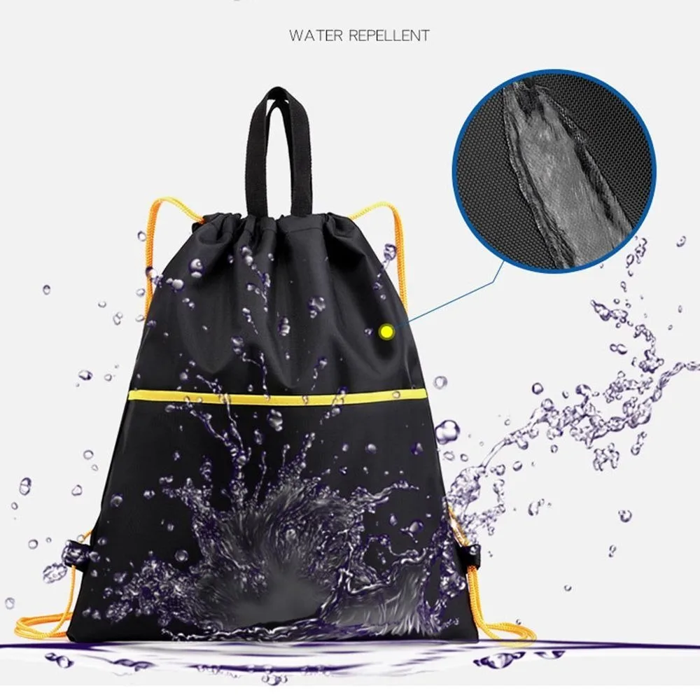 Drawstring Closure Waterproof Nylon Bag Two Pocket Portable Design Drawstring Bag Lightweight Construction Nylon Material