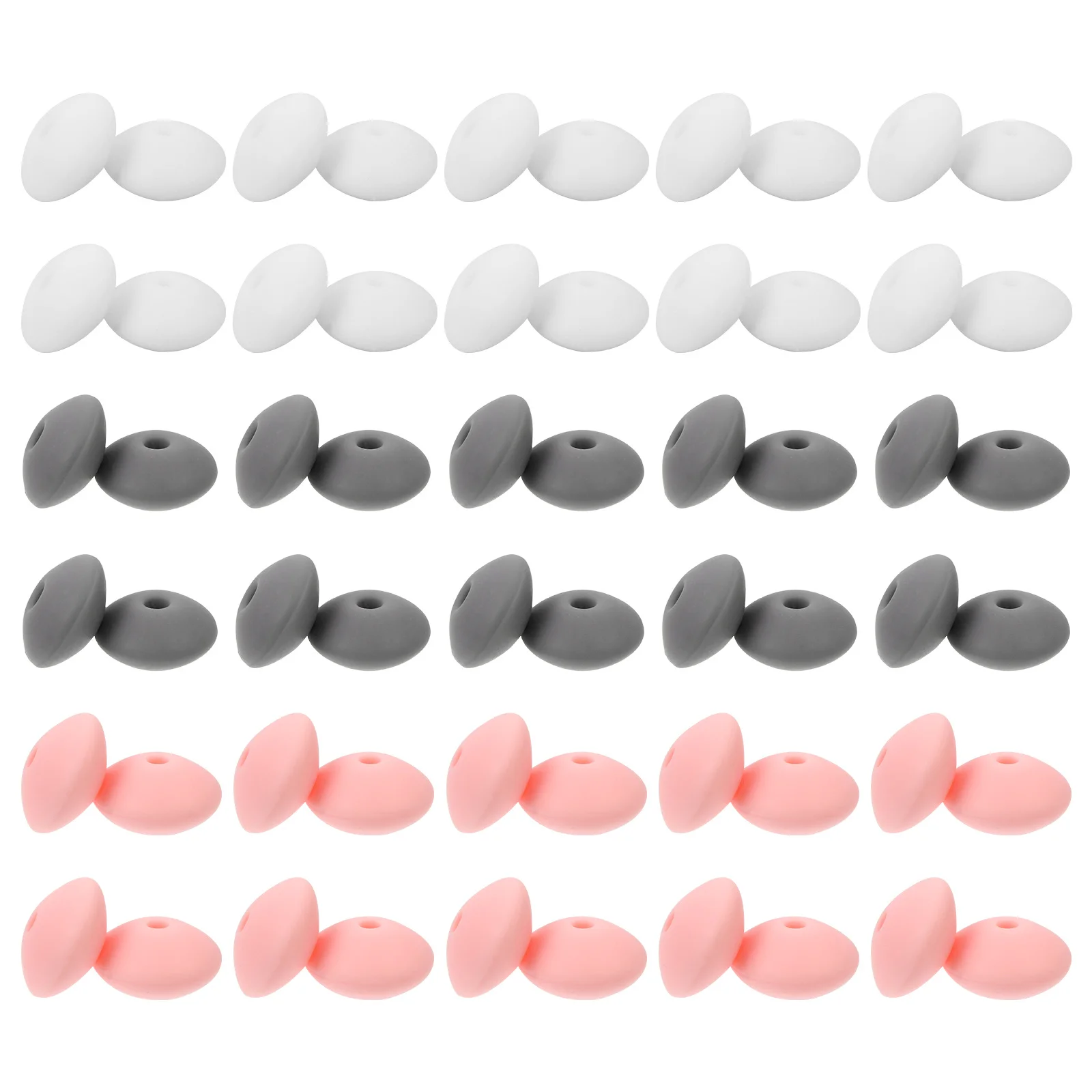 

60Pcs Baby Teether Beads Silicone Smooth Surface DIY Pacifier Chain Loose Beads for Teething Chewing Jewelry Making