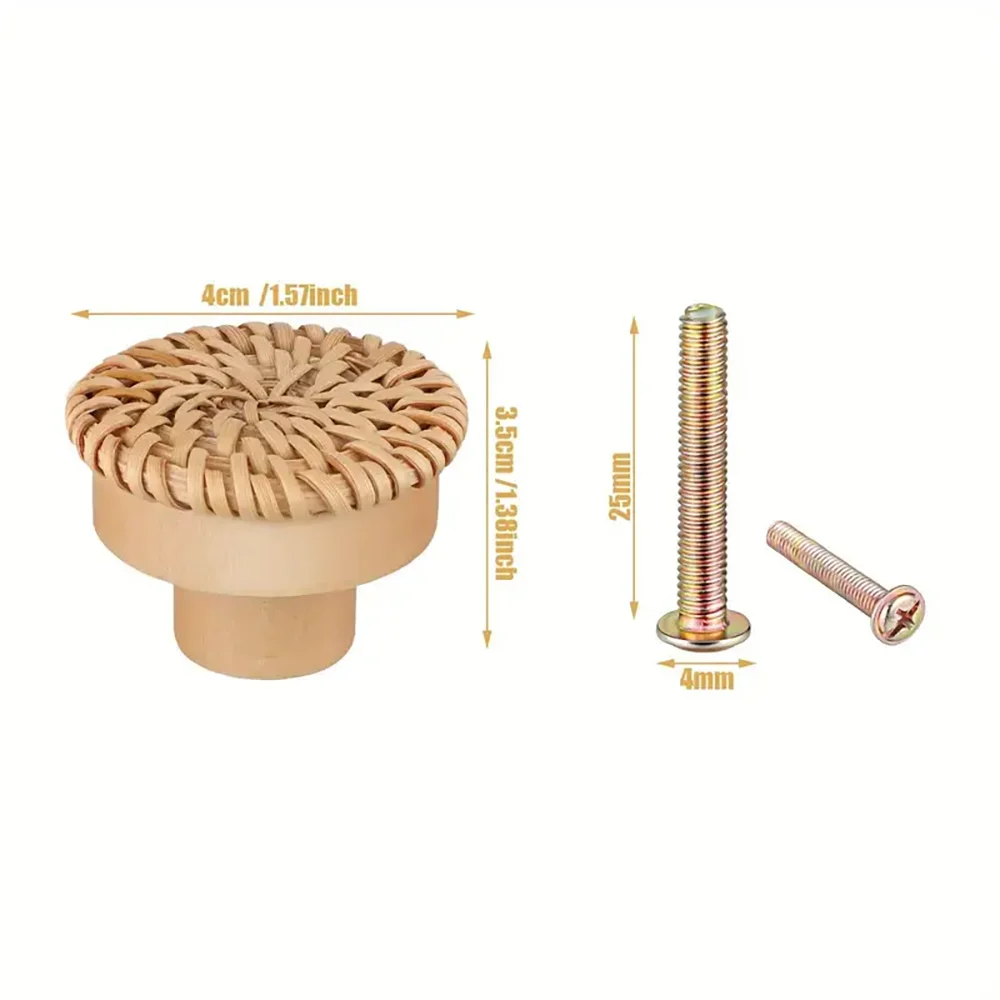 bohemian dresser knobs SSYHQAX 2 pcs Bohemian Style Knobs Door Handle Dresser Knobs Wooden Pulls Handles Drawer Cupboard Furniture Door Handmade Woven Pulls with Screws(A)