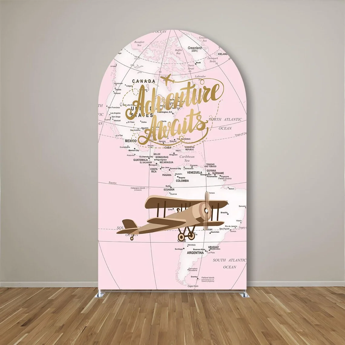 Mocsicka 2-Sided Arch Cover Travel The World Decoration Backdrop Baby Shower Arch Wall Kids Birthday Party Photo Banner Props