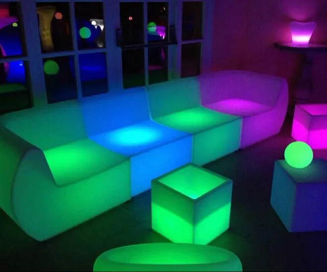 Bar Furniture Sets Night club glowing LED sofa chair bench seat booth couch set led