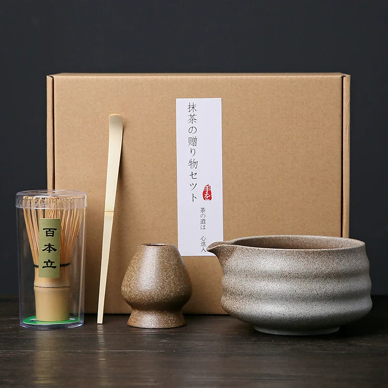 1-4PCS Matcha set Whisk Stand Tea Ceremony Matcha Bowl Bamboo Whisk Grinder Brushes Tea Tools Holder Tea Accessories Teaware