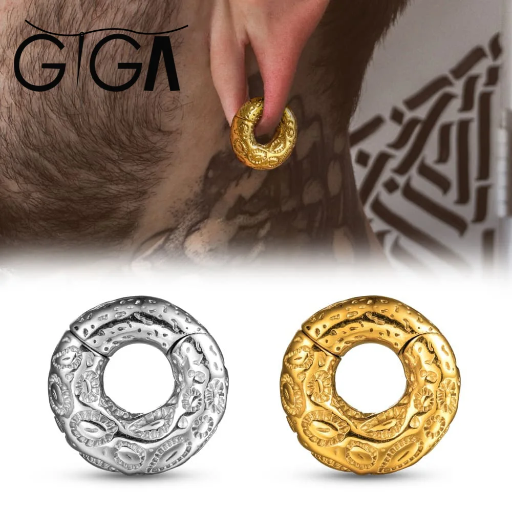 

Giga 1/2PCS Vintage Fossil Design Ear Weights Hanger Expander for Earlobe 0g(8mm) Stainless Steel Piercing Gauges Body Jewelry