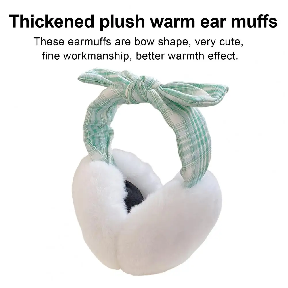 Windproof Ear Warmers Adorable Bow-knot Design Plush Earmuffs for Women Ultra-thick Windproof Ear Warmer Headwear for Autumn