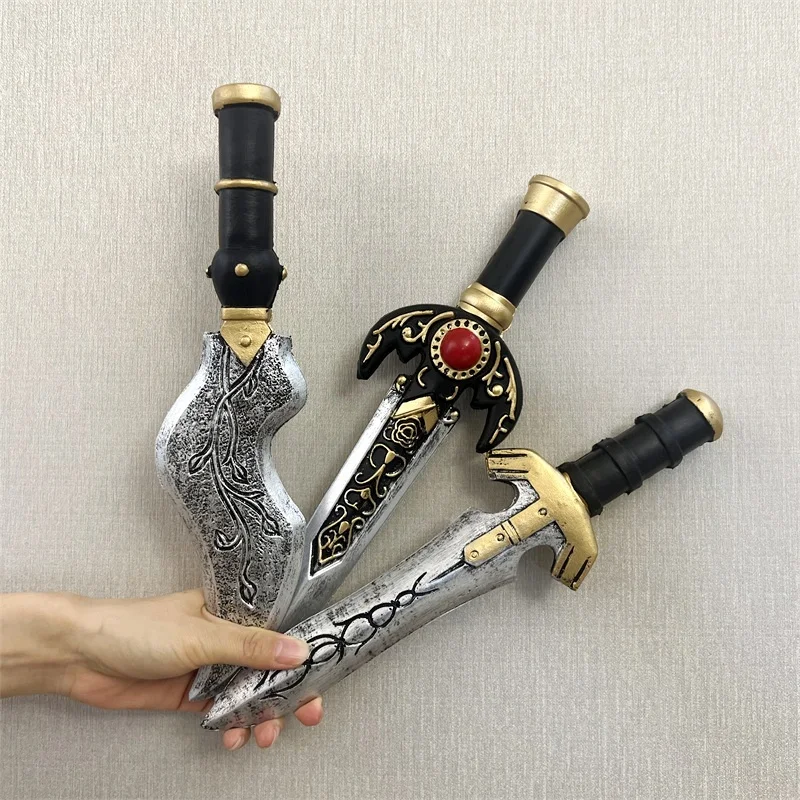 ดาบสั้น ของเล่นดาบปลอม สำหรับเล่นกลางแจ้ง คอสเพลย์ อาวุธ ของขวัญฮาโลวีน ของเล่นจำลอง ทำจากยาง PU ปลอดภัย