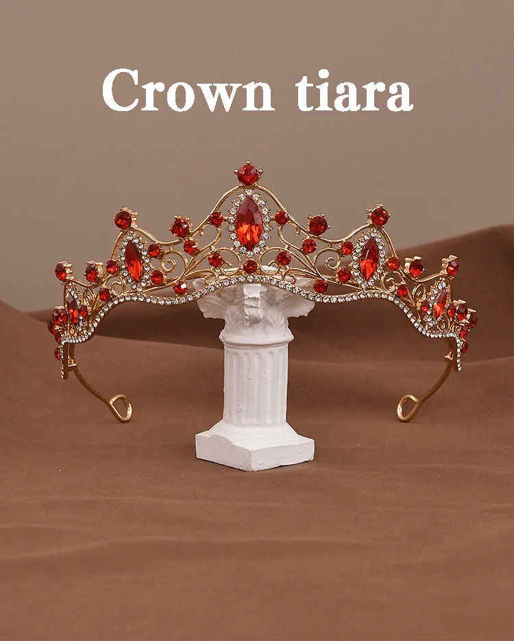 Prinzessin Königin Vintage Barock Kristall Krone Strass Tiara Für Frauen Braut Hochzeit Party Prom Schmuck Haar Zubehör – Detail 1