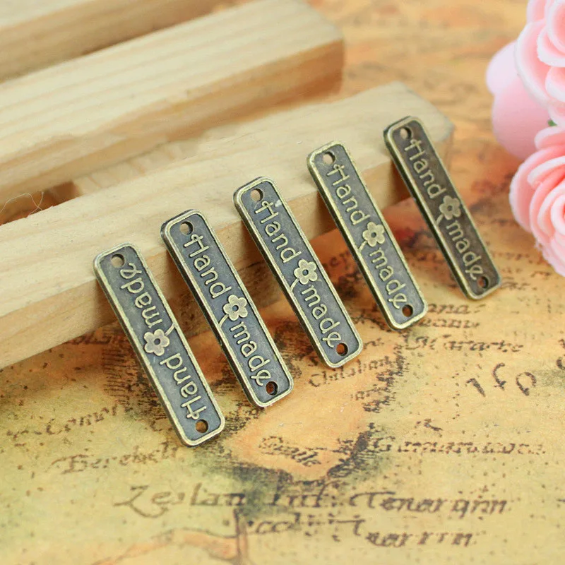 20PCS Vintage Hand Made Letter Clothing Metal Labels Decoration DIY Sewing Women Bags Garment Tags Label Accessories Supplies