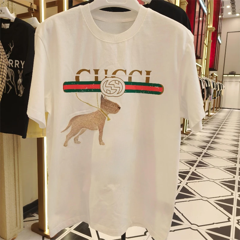 

Luxury GUGGI Short Sleeve Men's Summer 2025 Fashion T-shirt Trend Street Cotton Print Breathable Trend Style Comfortable Tee