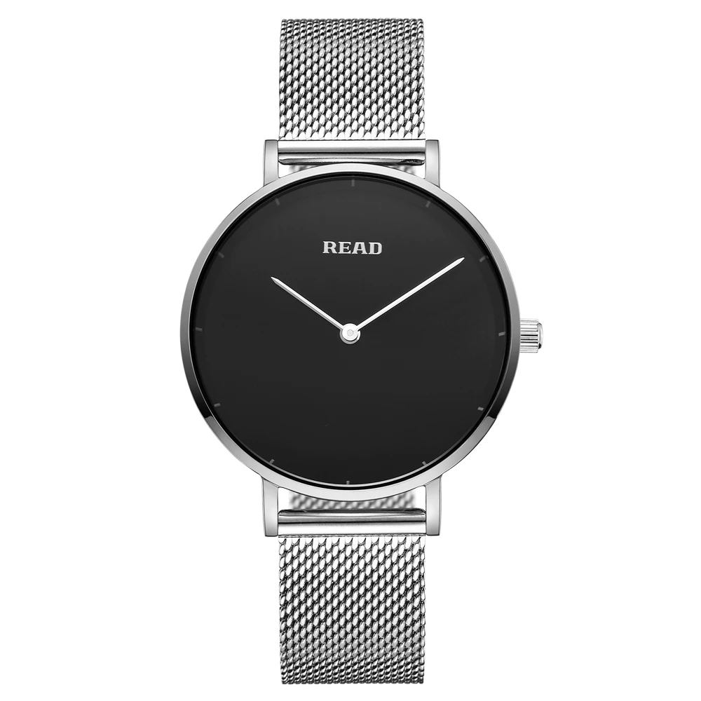 READ Women Quartz Watch | Silver Stainless Steel Mesh Strap | Solid Black Dial | High Hardness Glass | 3ATM Waterproof