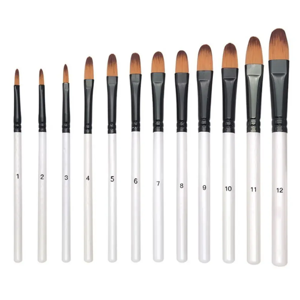 Nylon Hair Artist Painting Brushes Set Pearl White Handle For Oil Watercolor Acrylic Professional Art Tools