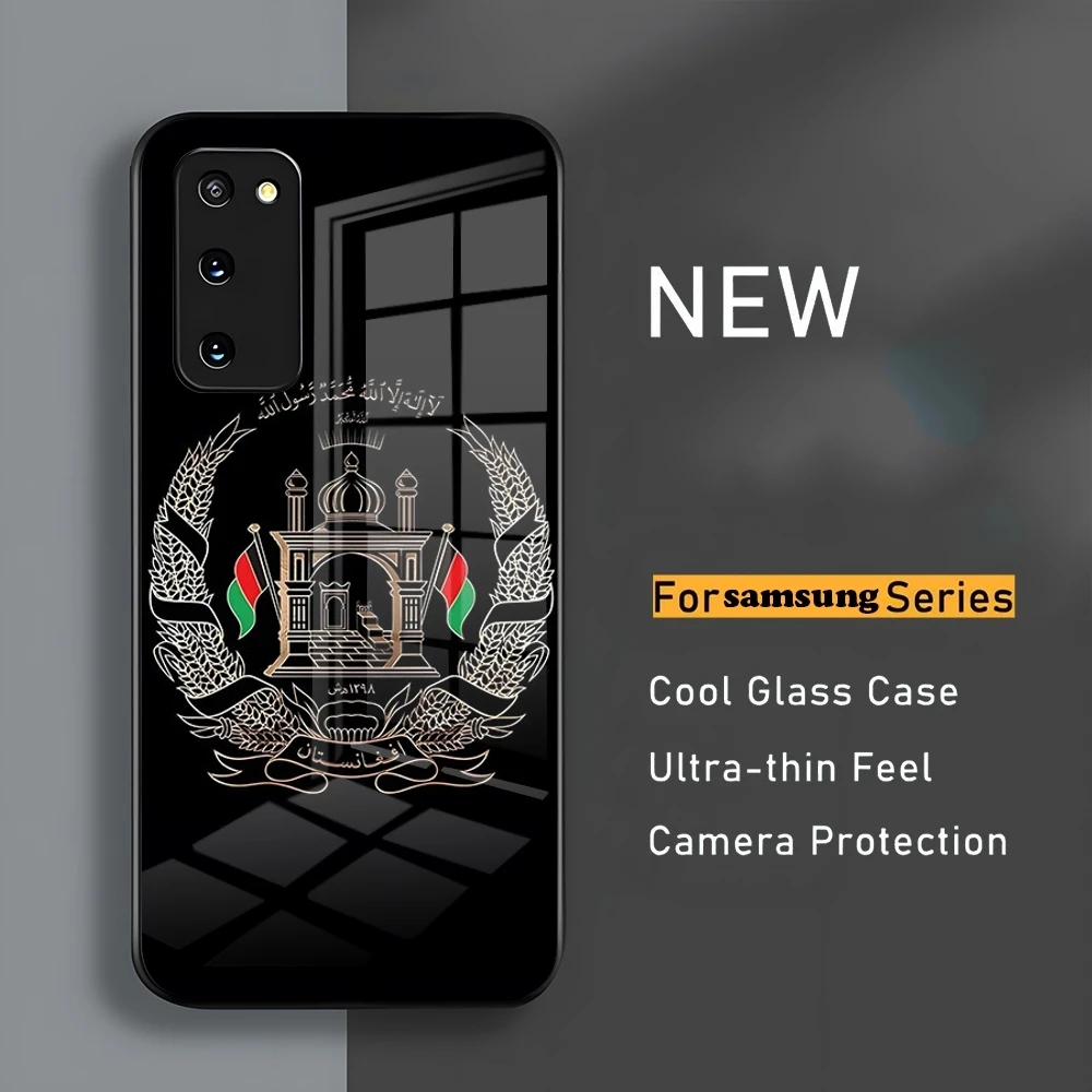 Capa de telefone com bandeira afegã, para samsung s25 24 ultra plus silencioso 23 22 21 20 a 16 34 54 53 note20 m 54 capa de vidro