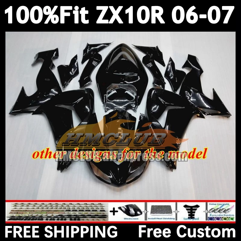 Injection Body For KAWASAKI NINJA ZX-10R ZX 1000 CC 10R 10 R 168No.105 ZX1000CC 1000CC ZX10R 06 black grey 07 2006 2007 Fairing