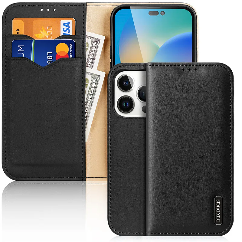 Dux Ducis Luxury Genuine Leather Wallet Case For Iphone 16 15 14 Plus Pro Max Vintage Card Flip Cover Bag Cases