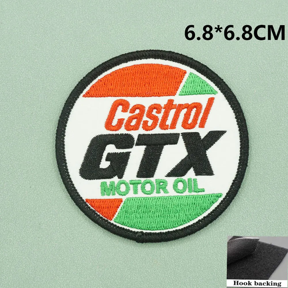 MOTOR OIL embroidered patches with hook backing