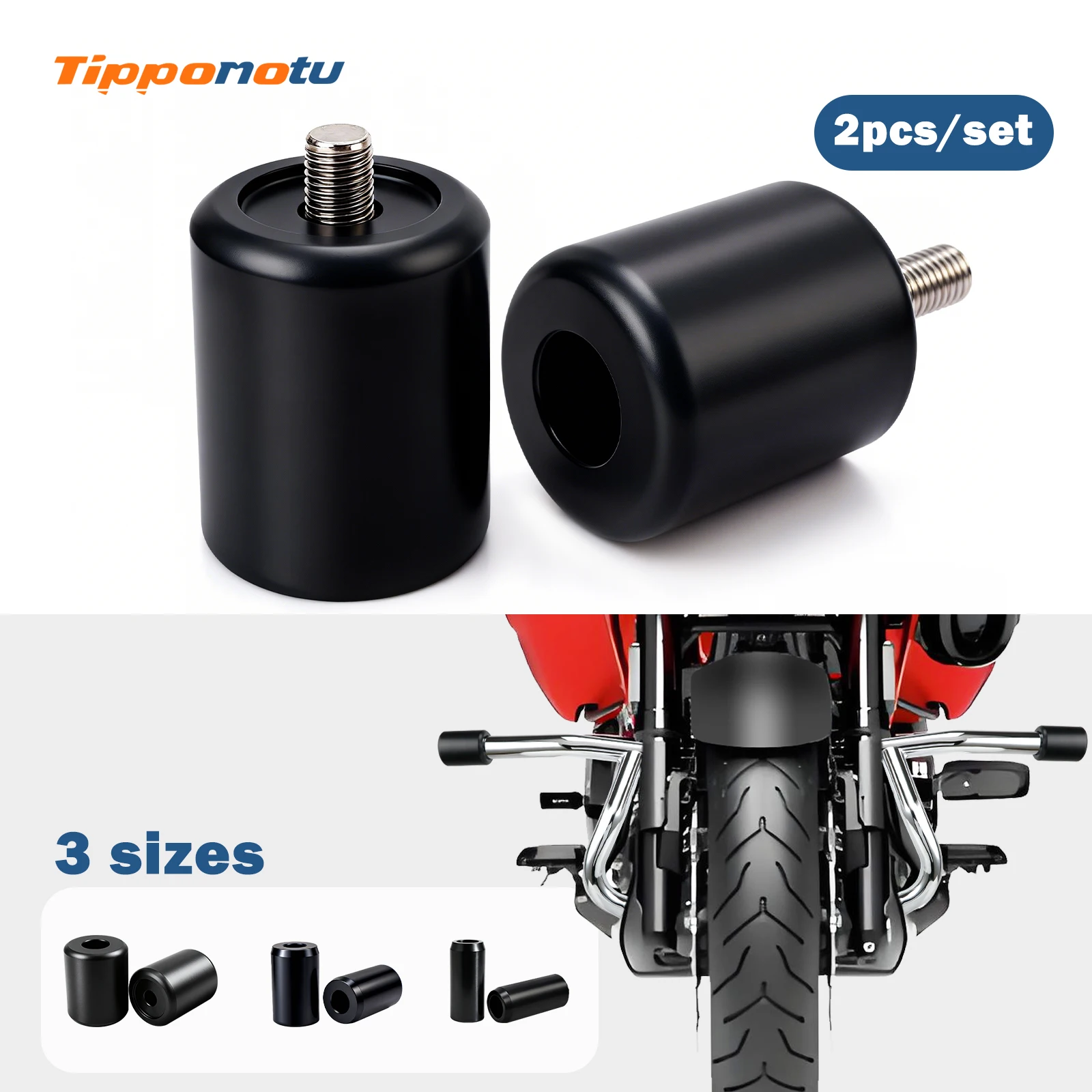 

Motorcycle Crash Bar Sliders End Caps Derlin for Harley Touring Softail Sportster 1.25" Engine Guard Saddlebag Guard M12 2PCS