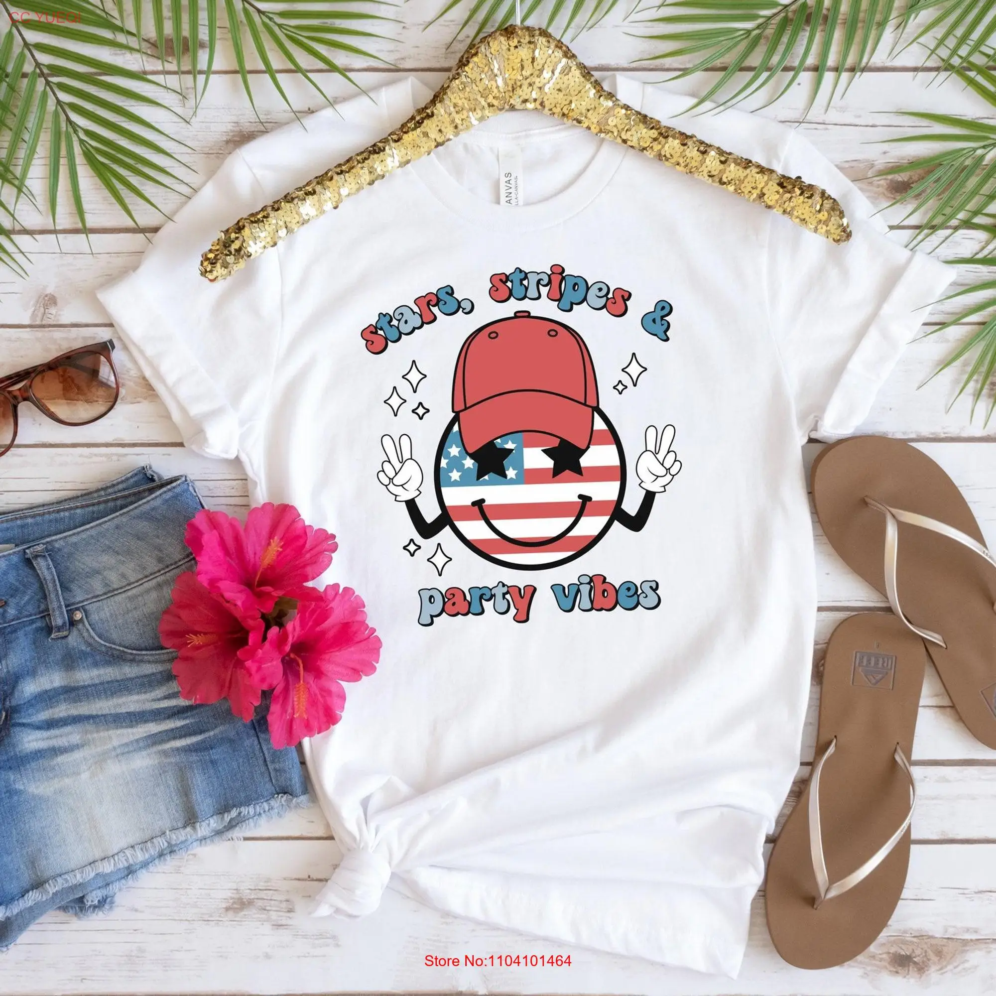 Stars And Stripes T Shirt Cursive Patriotic 4th Of July Merica Womens long or short sleeves