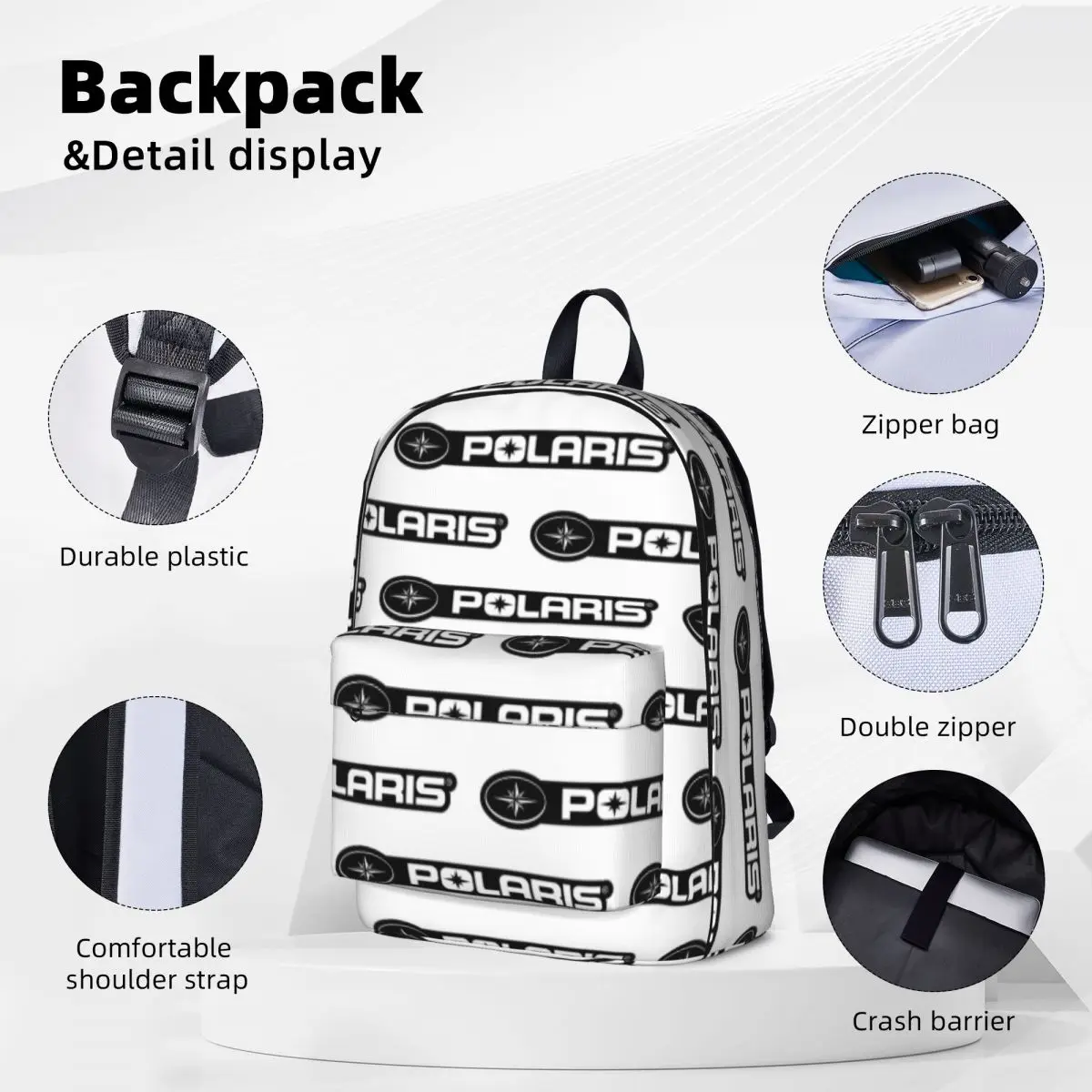 Polaris Logo Backpacks Large Capacity Student Book bag Shoulder Bag Laptop Rucksack Casual Children School Bag