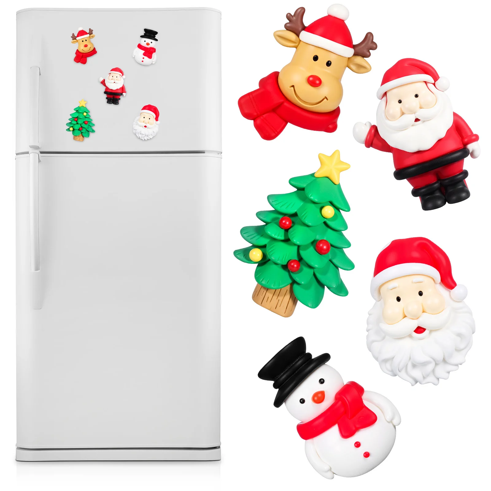 

5Pcs Magnetic Santa Claus Fridge Magnets Christmas Theme Decor for Refrigerator Whiteboard Home Office Kitchen Xmas Party Favors