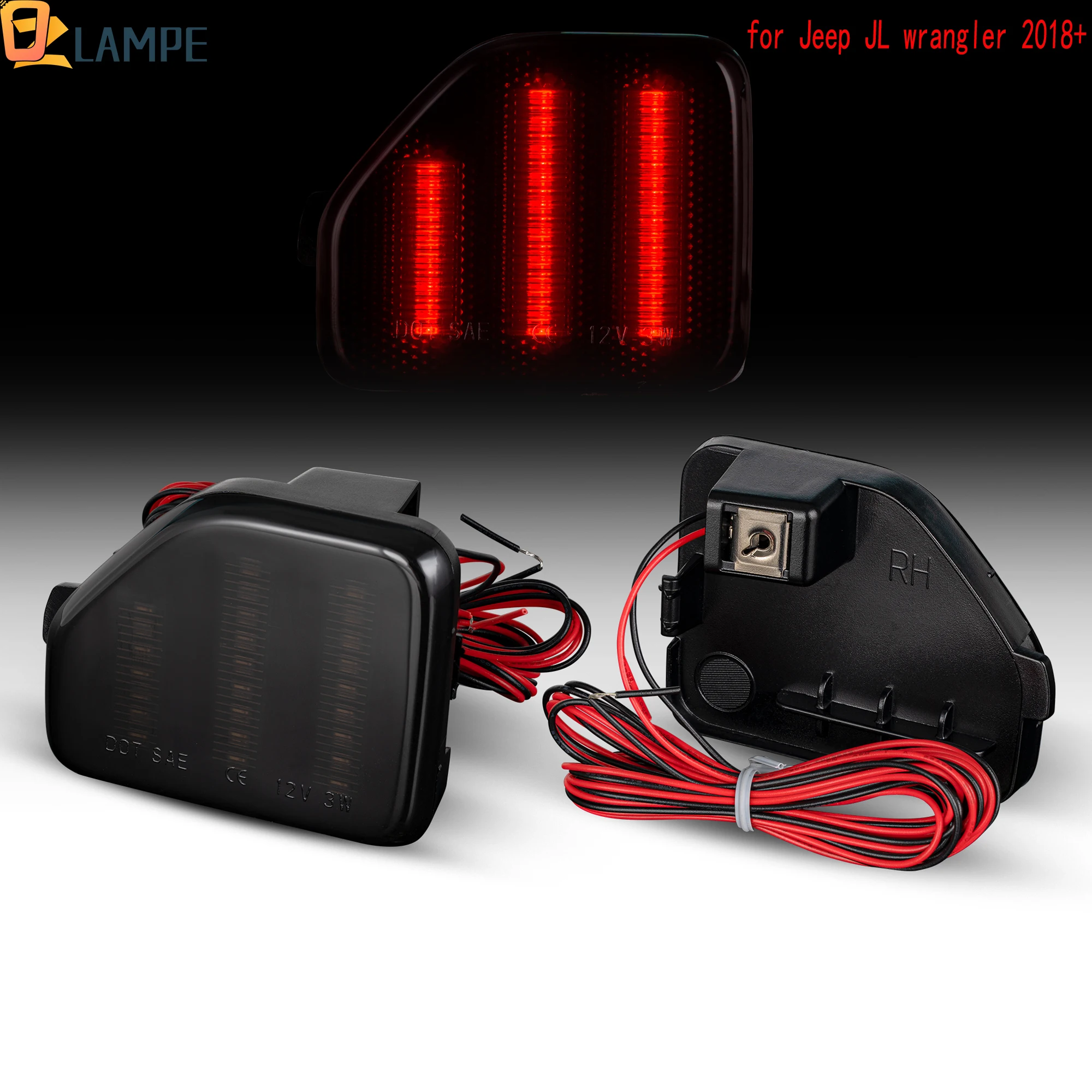 

2PCS Car Rear Bumper Reflector Light For 2018+ Jeep Wrangler JL Sahara Rubicon MOAB Trims ONLY Rear Fog Lights