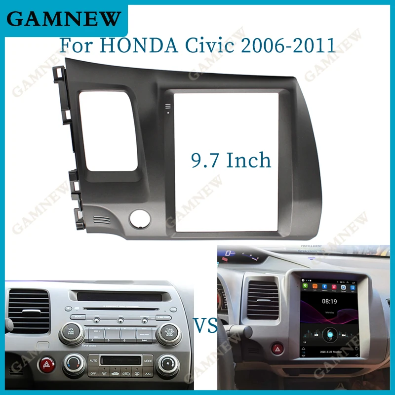 9.7 Inch For Honda Civic 2006-2011 Car Radio Fascias MP5 Stereo Panel Dashboard Refitting Installation Frame 2Din