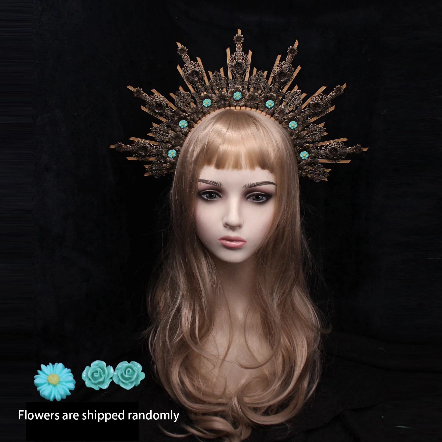 Handmade Goddess Halo Crown Costume Makeup Party Headpiece  Nightclub Sun God Exaggerated Headband Bridal Hair Accessory