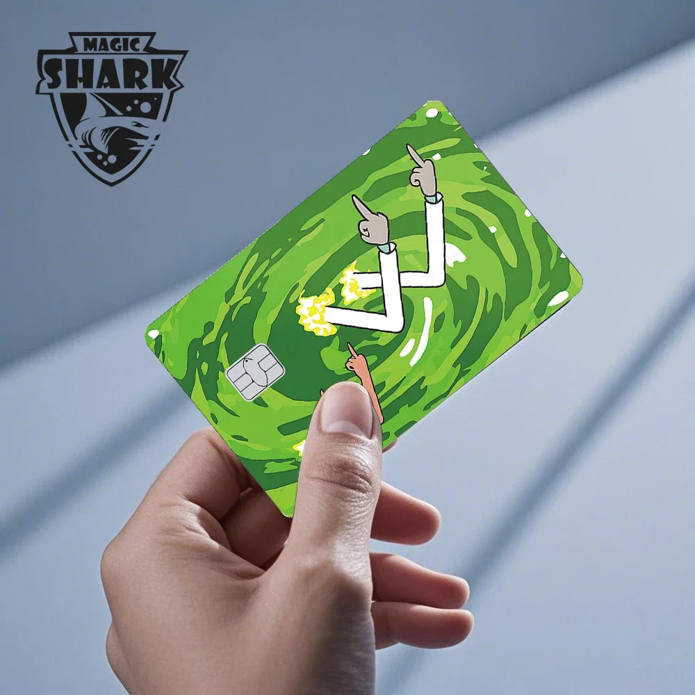 ماجيك القرش المال الدولار بيتكوين أنيمي يو غي أوه الجمجمة القلب غطاء ملصق فيلم الجلد لبطاقة الائتمان الخصم الجانب الأمامي