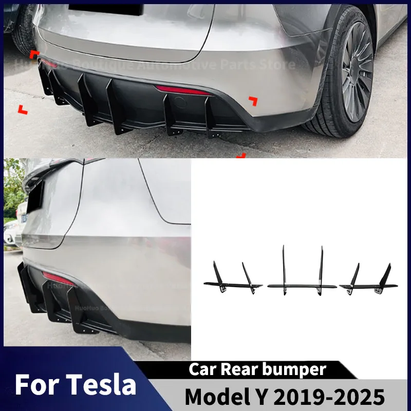 

Для Tesla Model Y 2019 2020 2021-2025 автомобильный задний бампер, диффузор для губ, комплект кузова, задний спойлер, сплиттер, аксессуары, защитная доска, настройка