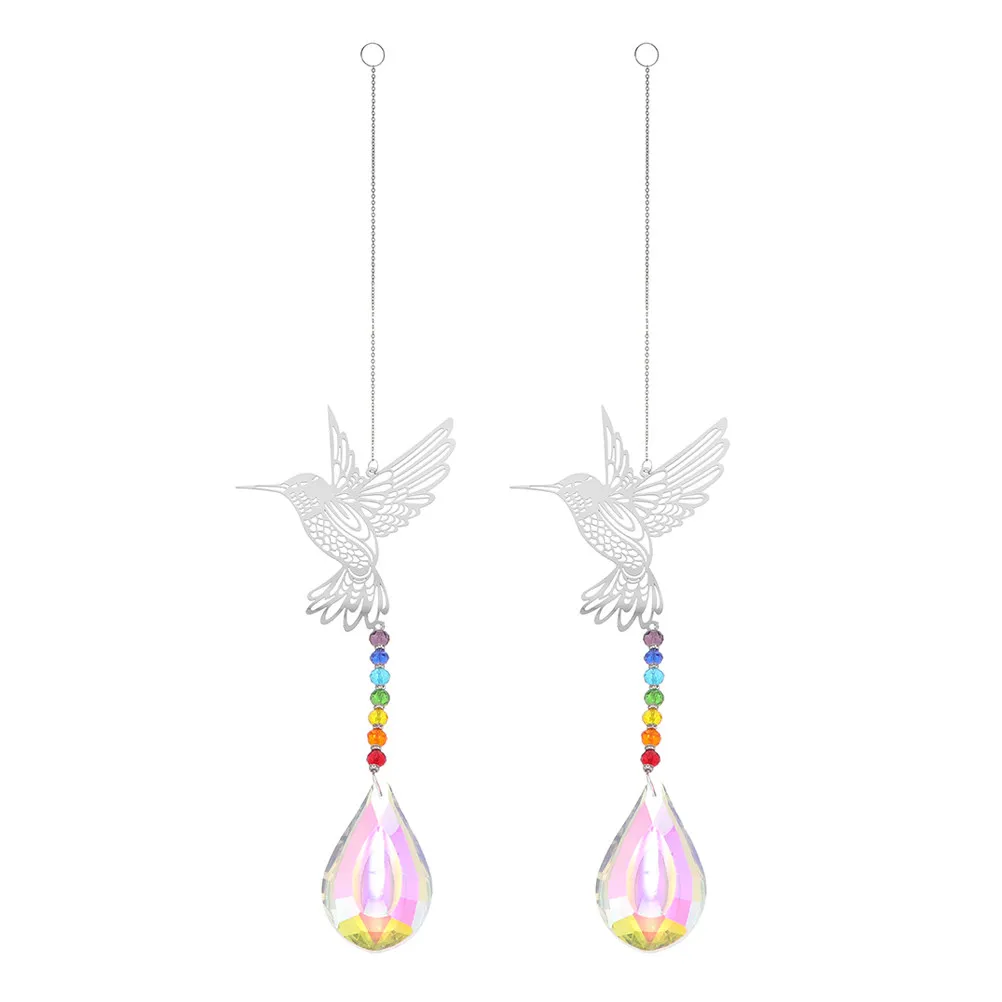 

2Pcs Hummingbird Sun Catchers Vibrant Crystal Decor Hanging Crystals for Windows Colorful Window Pendant Sunlight Catcher Home