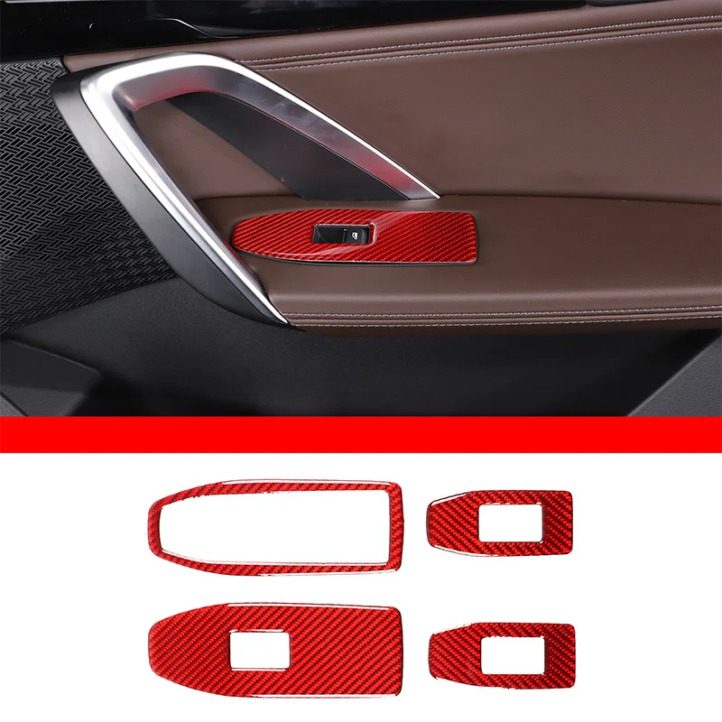 

For BMW X1 IX1 U10 U11 2023-2024 Car Window Glass Lift Control Panel Frame decoration Cover Soft Carbon Fiber Interior Accessory