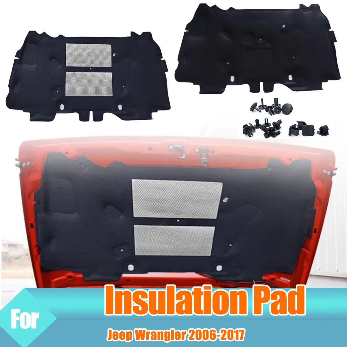 

Front Engine Hood Insulation Pad Sound Heat Cotton Soundproof Mat Cover Foam Fireproof for Jeep Wrangler 2006-2017