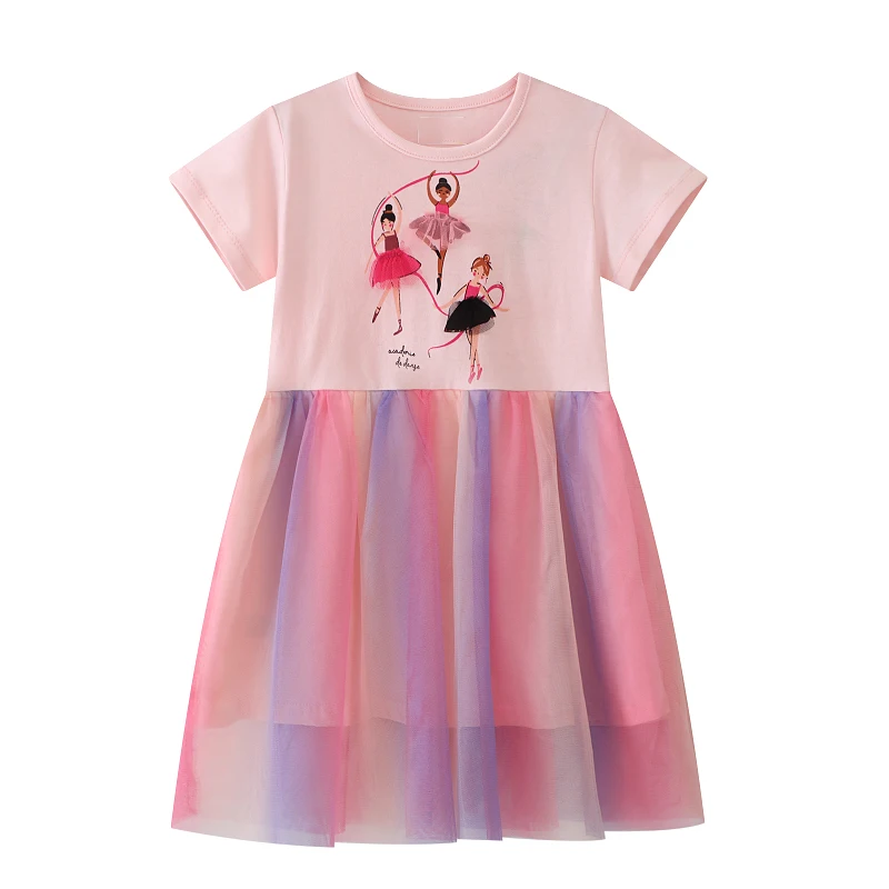 Little Maven Kleidung für Mädchen, Sommer, Baumwolle, Kleinkind, Cartoon-Ballett, Mädchen, kurze Ärmel, Kleider, Kinderkleidung, Vestidos