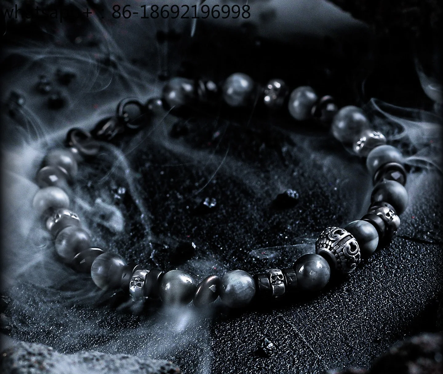 【Ashes】Dark Wind Cat's Eye Hawkeye Stone Bracelet Boys' Black Coconut Shell Bracelet Spinel